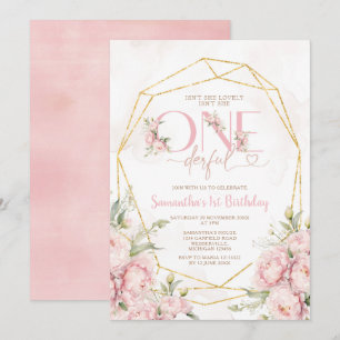 Invitación Pink no es ella una maravillosa flor de cumpleaños