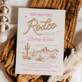 Invitación Pink Not Her First Rodeo Baby Shower Invitation