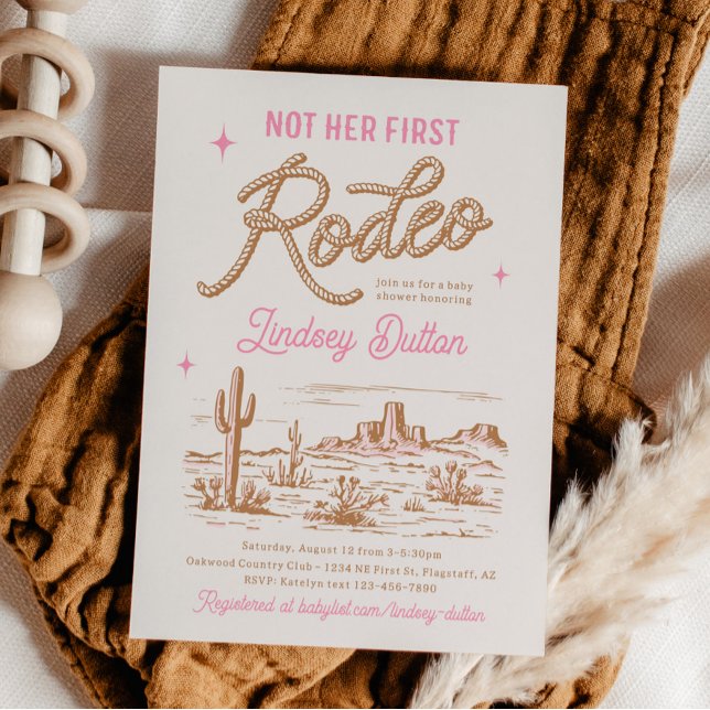 Invitación Pink Not Her First Rodeo Baby Shower Invitation (Subido por el creador)