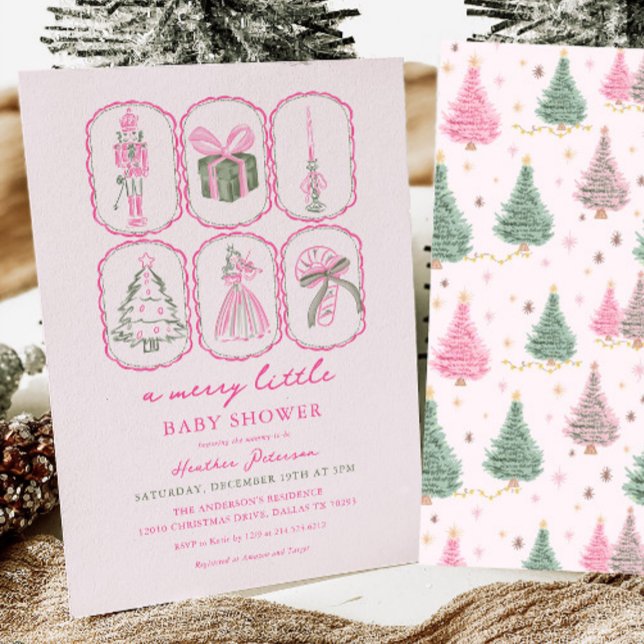 Invitación Pink Nutcracker A Merry Little Baby Shower (Subido por el creador)