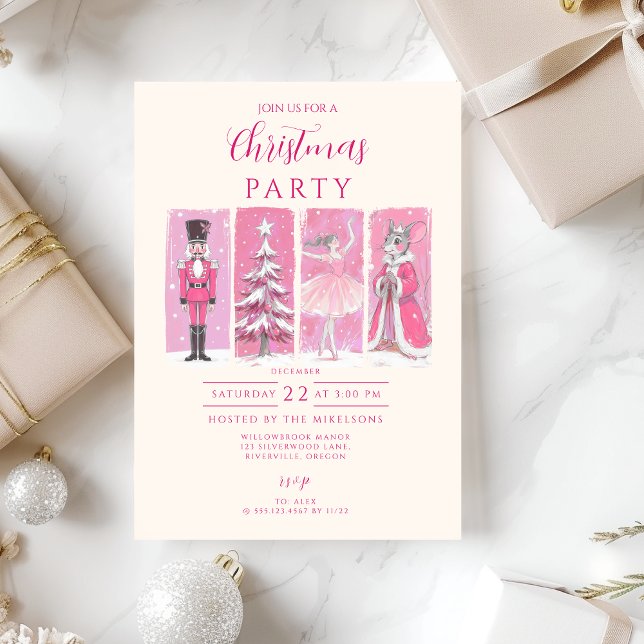 Invitación Pink Nutcracker Ballet Christmas (Subido por el creador)