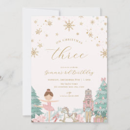 Invitación Pink Nutcracker Ballet Third Birthday Invitation