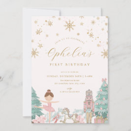 Invitación Pink Nutcracker Ballet Winter Birthday Invitation