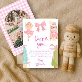 Invitación Pink Nutcracker Birthday Photo Thank You Card