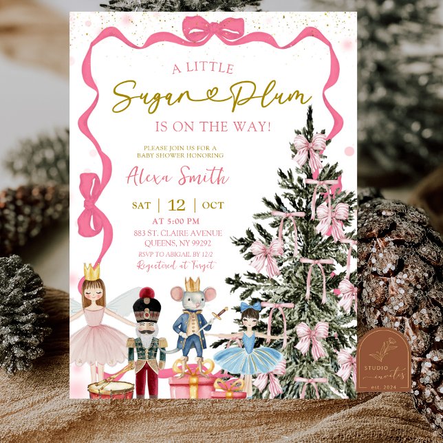 Invitación Pink Nutcracker Christmas Baby Shower (Subido por el creador)