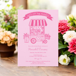 Invitación Pink Off the market garabatea una ducha de novia