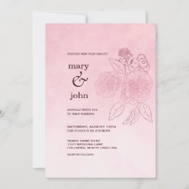 Invitación Pink Ombre Rose Tracery