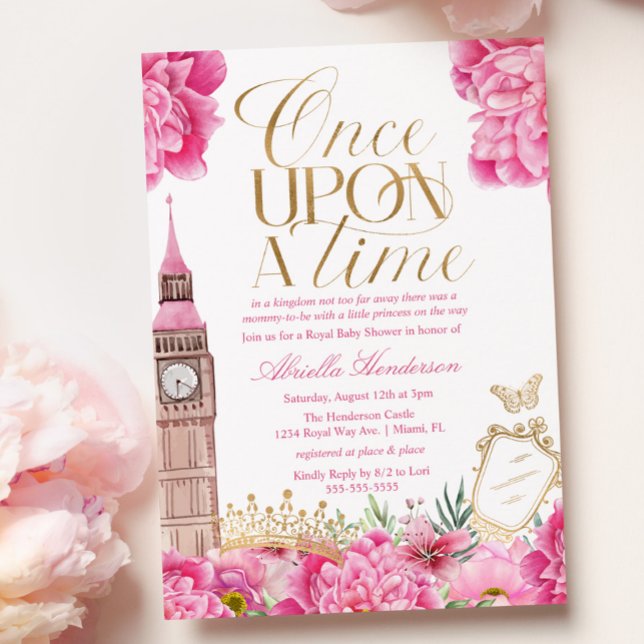Invitación Pink Once Upon a Time Princess Baby Shower (Subido por el creador)