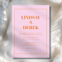 Pink Orange Bold Font Modern Wedding
