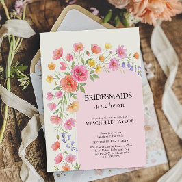 Invitación Pink Orange Floral Arch Bridesmaids Luncheon