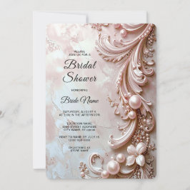Invitación Pink Ornate Pearl and Floral Bridal Shower