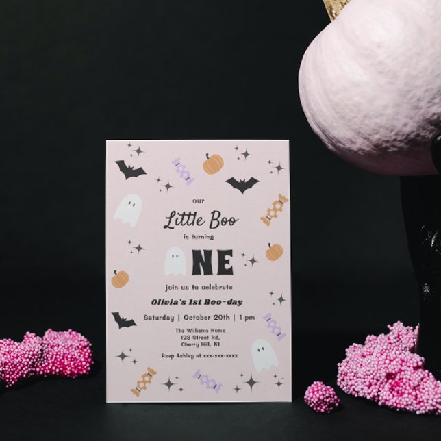 Invitación Pink Our Little Boo Halloween 1er cumpleaños (Subido por el creador)