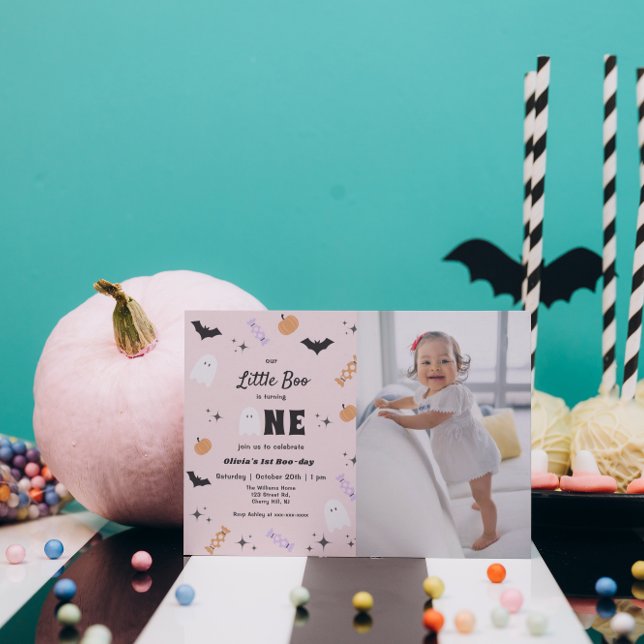 Invitación Pink Our Little Boo Halloween 1er cumpleaños (Subido por el creador)