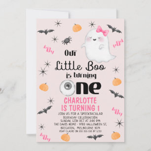 Invitación Pink Our Little Boo One Halloween 1er cumpleaños