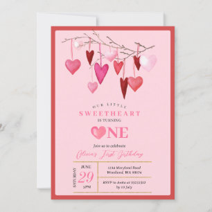 Invitación PINK Our Little Cariño Valentine 1er cumpleaños