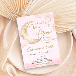 Invitación Pink Over the Moon Baby Shower 