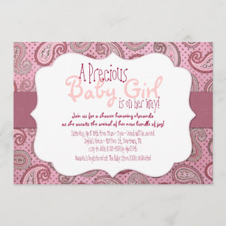 Invitación Pink Paisley Baby Shower