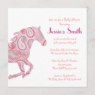 Invitación Pink Paisley Horse Baby Shower