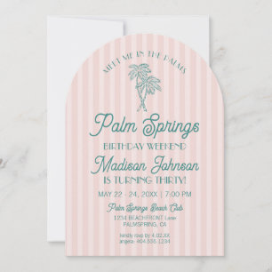 Invitación Pink Palm Springs Pastel Beach Birday Weekend