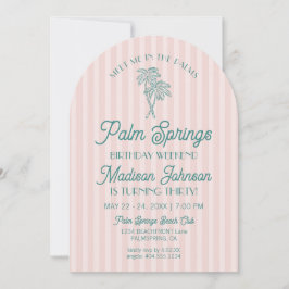 Invitación Pink Palm Springs Pastel Beach Birday Weekend