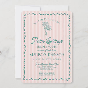 Invitación Pink Palm Springs Pastel Beach Bridal Shower
