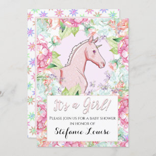 Invitación Pink Palomino Unicorn ¡Es un Chica!
