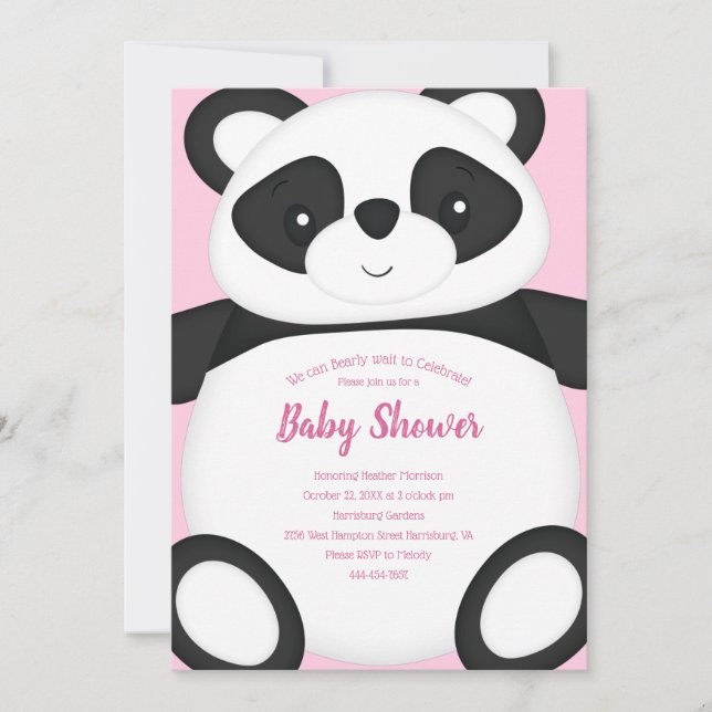 Invitación Pink Panda Bear Baby Shower (Anverso)
