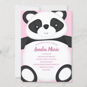 Invitación Pink Panda Bear Birday Party
