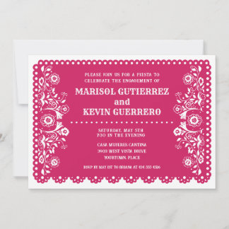 Invitación Pink Papel Picado Cinco de Mayo