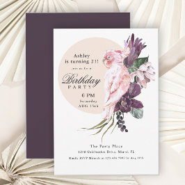 Invitación Pink Parrot Boho Tropical 21st Birthday Party