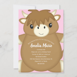 Invitación Pink, partido de cumpleaños de vacas altolianas de