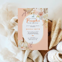 Pink Pastel Boho Pumpkin Autumn Baby Shower