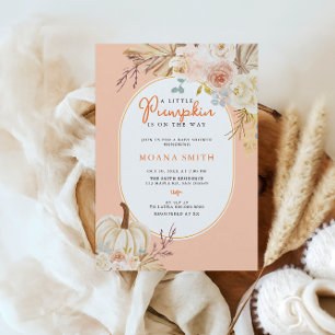 Invitación Pink Pastel Boho Pumpkin Autumn Baby Shower