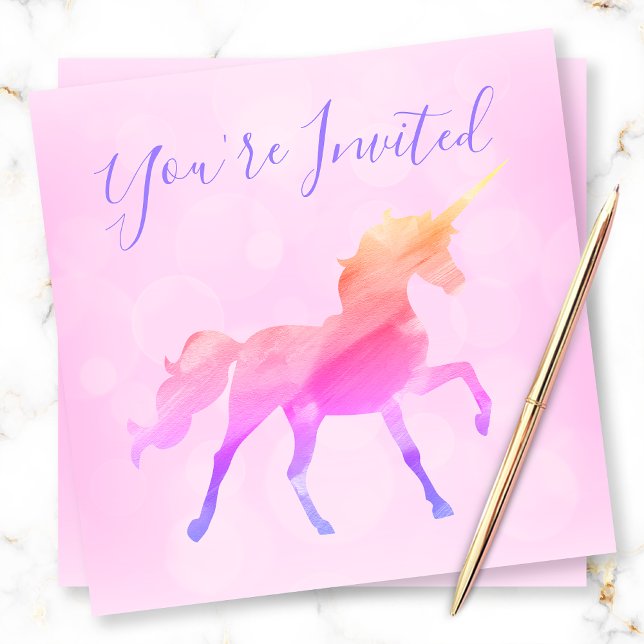 Invitación Pink Pastel Ombre Magístico Unicornio Cumpleaños (Subido por el creador)