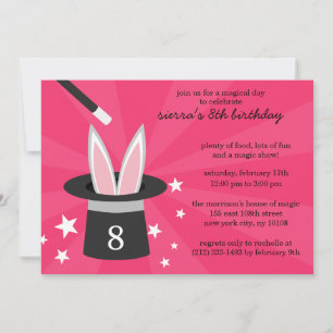 Invitación Pink Peek-a-Boo Rabbit Personalizado Magic Birday 