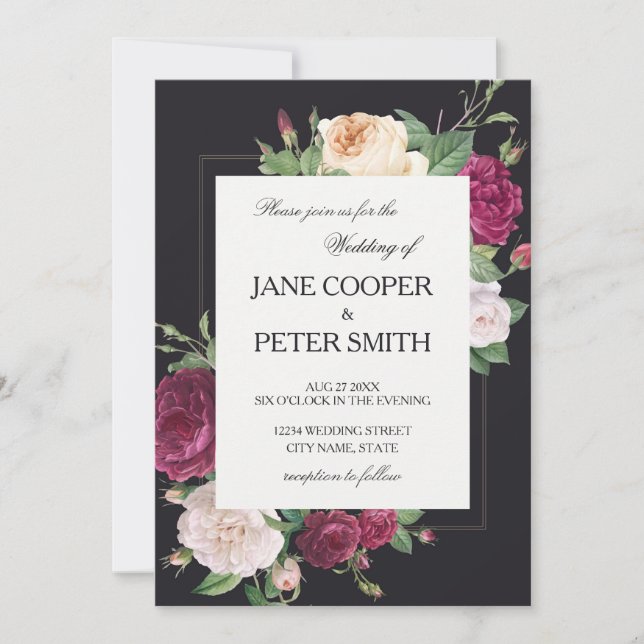 Invitación Pink peonies Budget Wedding Invitation (Anverso)