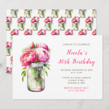 Pink Peonies Mason Jar Birthday Party