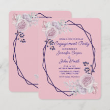 Pink Peonies Purple Geometric Frame Engagement