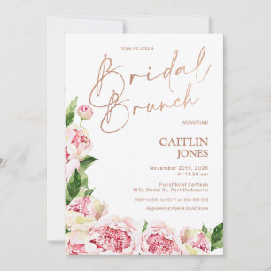 Invitación Pink Peonies Rosa Gold Bridal Brunch Ducha