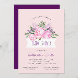 Invitación Pink Peonies Watercolor Brilla Shower