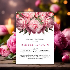 Invitación Pink Peonies Watercolor Brilla Shower