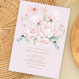 Invitación Pink Peonies Wildflowers Bow Garden Bridal Shower