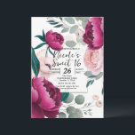 Invitación Pink Peony Eucalyptus Garden Floral Glam Sweet 16<br><div class="desc">Customize for any event</div>