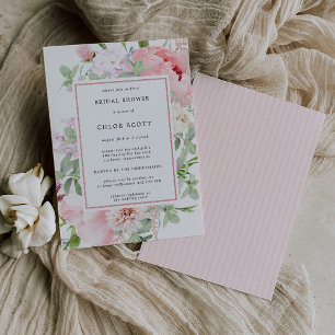 Invitación Pink Peony Floral Botanical Bridal Shower