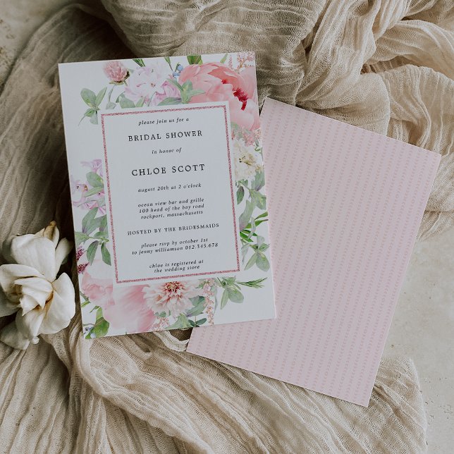 Invitación Pink Peony Floral Botanical Bridal Shower (Subido por el creador)