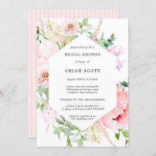Invitación Pink Peony Floral Botanical Bridal Shower