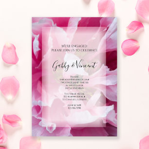 Invitación Pink Peony Flower Engagement Party