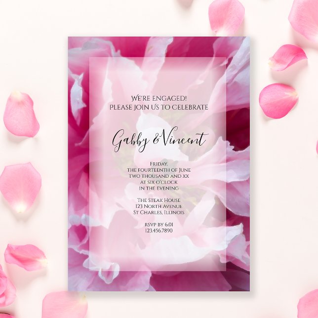Invitación Pink Peony Flower Engagement Party (Subido por el creador)