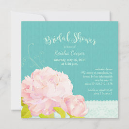 Invitación Pink Peony Lagoon Green Bridal Shower