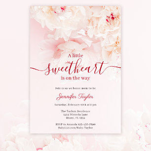 Invitación Pink Peony Pequeño Querido Chica Baby Shower